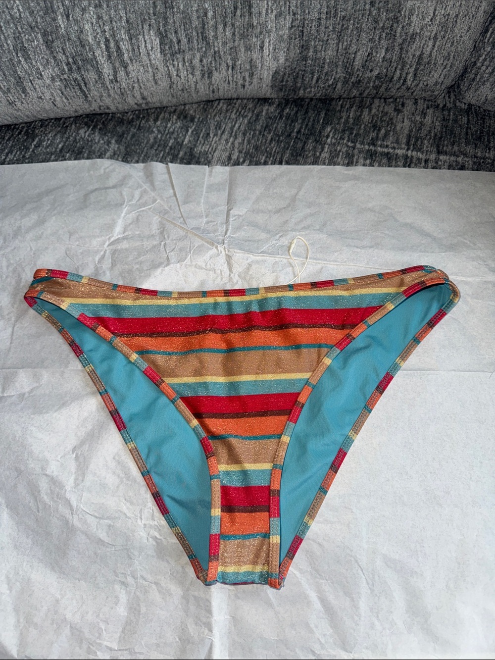 RAMY BROOK ISLA GLITTER STRIPE BIKINI BOTTOM